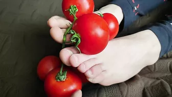 Foot Fetish! Cute Diana Eating A Tomato