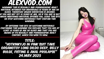 Hotkinkyjo In Pink Suit Take Organotoy Long Dildo Deep, Belly Bulge, Fisting & Anal Prolapse