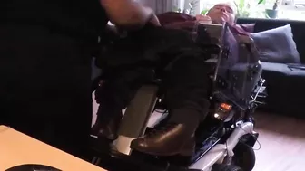 Handicapped Man In Wheelchair Gets Fingers In His Ass