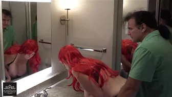 Milf In Redhead Wig Fucked In Bathroom With Mirror Reflections Of Her Huge Boobs