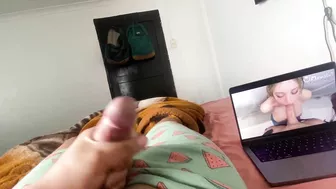 My Stepsister Comes Into My Room And Finds Me Masturbating. She Lends Me My Laptop To Do Her Homework And Lets Me Masturbate While Watching Her Buttocks. She Ends Up Eating All My Semen