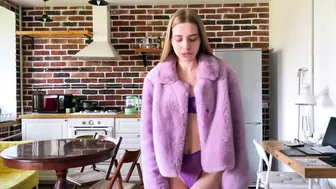 Hot Sex With A Bitch In A Purple Fur Coat