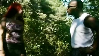 Redhead Slut From France Gets A Threesome In The Woods