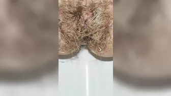 Hairy Pussy Pissing In The Office Toilet After Quick Sex With Creampie