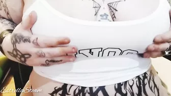 Tattooed Girl Plays With Her Tits