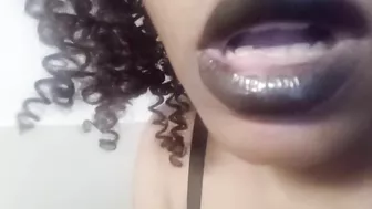 Young Latina Ruining Black Lipstick While Sucking Cock