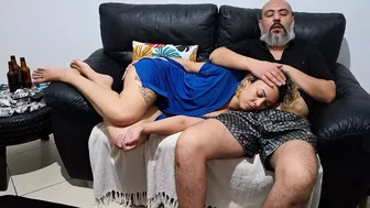 Sleepy Stepdaughter Ends Up Dozing Off On Her Stepfather's Chest, Who Takes The Opportunity To Fill Her With Cum