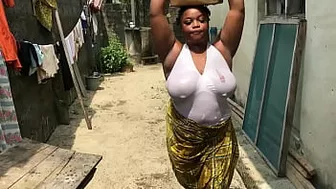 At The Wellspring, Trying To Fetch Some Water To Do My House Chores. I Bumped Into My Neighbor Who Has Been Wooing Me In The Compound. Seeing My Big Boobs Dangling, Got Attracted And Fucked Me Outdoor