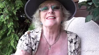 Auntjudys - 66Yo Hairy Mature Gilf Mrs. Claire Sucks Your Cock In The Garden (Pov)