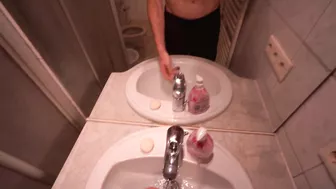 Stepsister Pees In The Bathroom While I Am In It And Ends Up Fucking Me For A Creampie