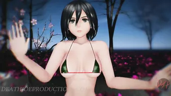 Mmd R18 4K Uhd Forest Green Bikini Mikasa Ackerman - Baam - 1074