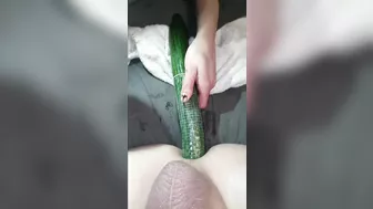 Cucumber Goes Deep In Boyfriends Ass