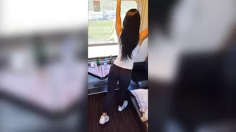 Hot Hotwife In Leggings On The Train