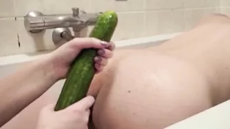 Fucking My Boyfriends Tight Ass With A Cucumber