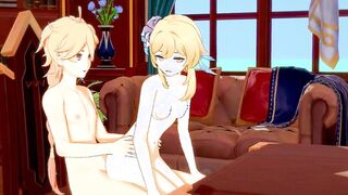 Genshin Impact Anime - Aether And Lumine Blowing And Fucking - 3D Hentai Animated Movie Game Porn Movie