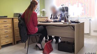 Loan4K. Red Haired With Huge Breasts Is Rammed By The Lender Inside His Office