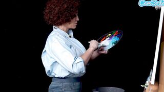 Huge Breasts Cougar Ryan Keely Cosplay As Bob Ross Gets Vulgar During Painting Tutorial