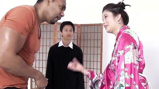 Mamacitaz - Long Tit Japanese Miyuki Son Squirts Hard On Long African Cock