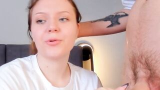 Blue Eyed Chick Eagerly Sucks Her Boyfriend's Big Cock