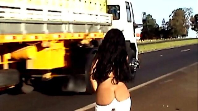 Exposed On Highways Chasing Truckers With A Big Ass