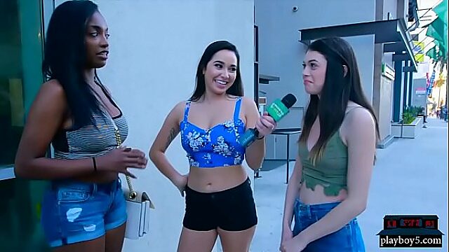 Sexy Ebony Babes Suck Icy Treats For Cash