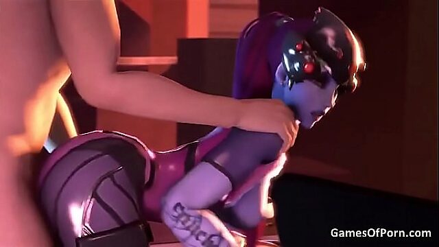 Overwatch Widowmaker Takes A Hard Pounding