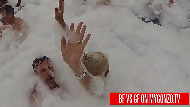 Couple's Foam Party Public Bang In Punta Cana