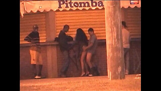 Public Cumshot Spectacle At Beach Kiosk With Multiple Strangers