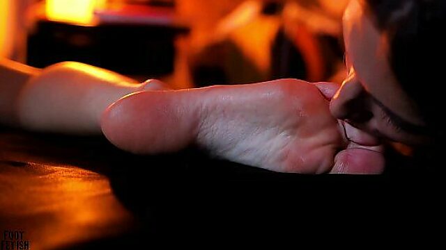 Lucky Man Worships Mistresses' Feet And Gets Off