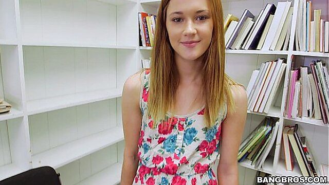 Petite Redhead Pov Blowjob In Library