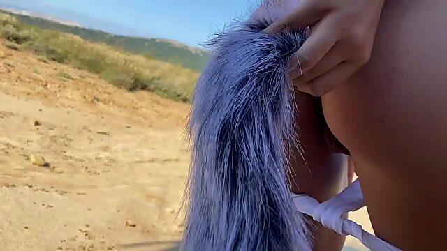 Glittering At The Beach With A Fox Tail Up My Ass