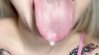 Tattoo Blonde From Onlyfans Drooling And Gagging