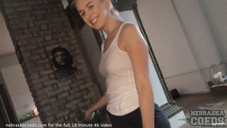 Blonde Lucia Working Out Nude Big Black Dildo Orgasm