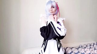 Rem (Re:zero) Fucking Her Pussy With A Dildo