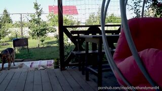 Backyard Telescopic Vibrator Masturbation