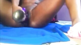 Solo Ebony Lesbian Wet Dildo Fuck