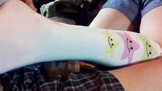 Original Cut Of My Foot Babe Jacking The Cum Out Of Me Wearing Pornstar Socks