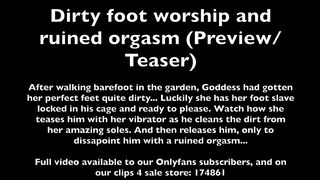 Femdom Dirty Foot Cleaning Ends In Ruined Orgasm For Chastity Sub (Preview/Teaser)