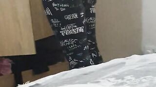 Step Mom In Leggings Caught Into Step Son Room Without Panties