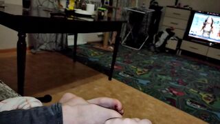 Stepmom In Jeans Sensually Jerks Cock With Her Sexy Feet - Homemade Footjob