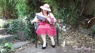 Aunt Judy's - 50Yo Busty Bbw Rachel Lotions-Up Her Big Natural Tits Outdoors