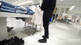 Babe Gets Public Risky Blowjob In Fitting Room - Close To Be Caught