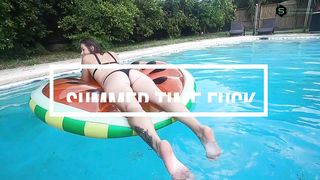 Summertime Fuck, Poolside With Stranger: Slow Motion Cumshot