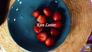 Stepsister Kira Loster Got Excited From A Strawberry And Masturbates With A Vibrator