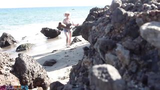 Peeping Voyeur Fucks Blonde Milf On The Beach