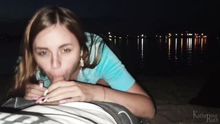 Sexy Babe Sucks Cock On A Public Beach! Amateur Pov Blowjob