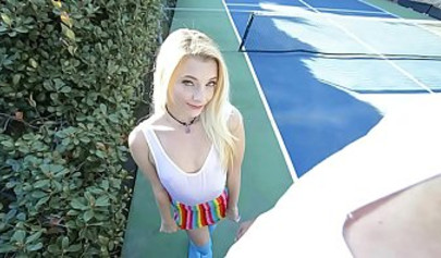 Petite Blonde Teen Riley Star Gets Destroyed On The Sofa Outside