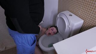 Wasted Slut Drinks His Pee Then Fucked While Her Head In The Toilet