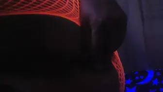 Blacklight Milf In Fishnets Toying Ass With Plug And Moaning