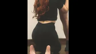 Redhead Sucking Cock On Her Knees Until He Came In Her Face